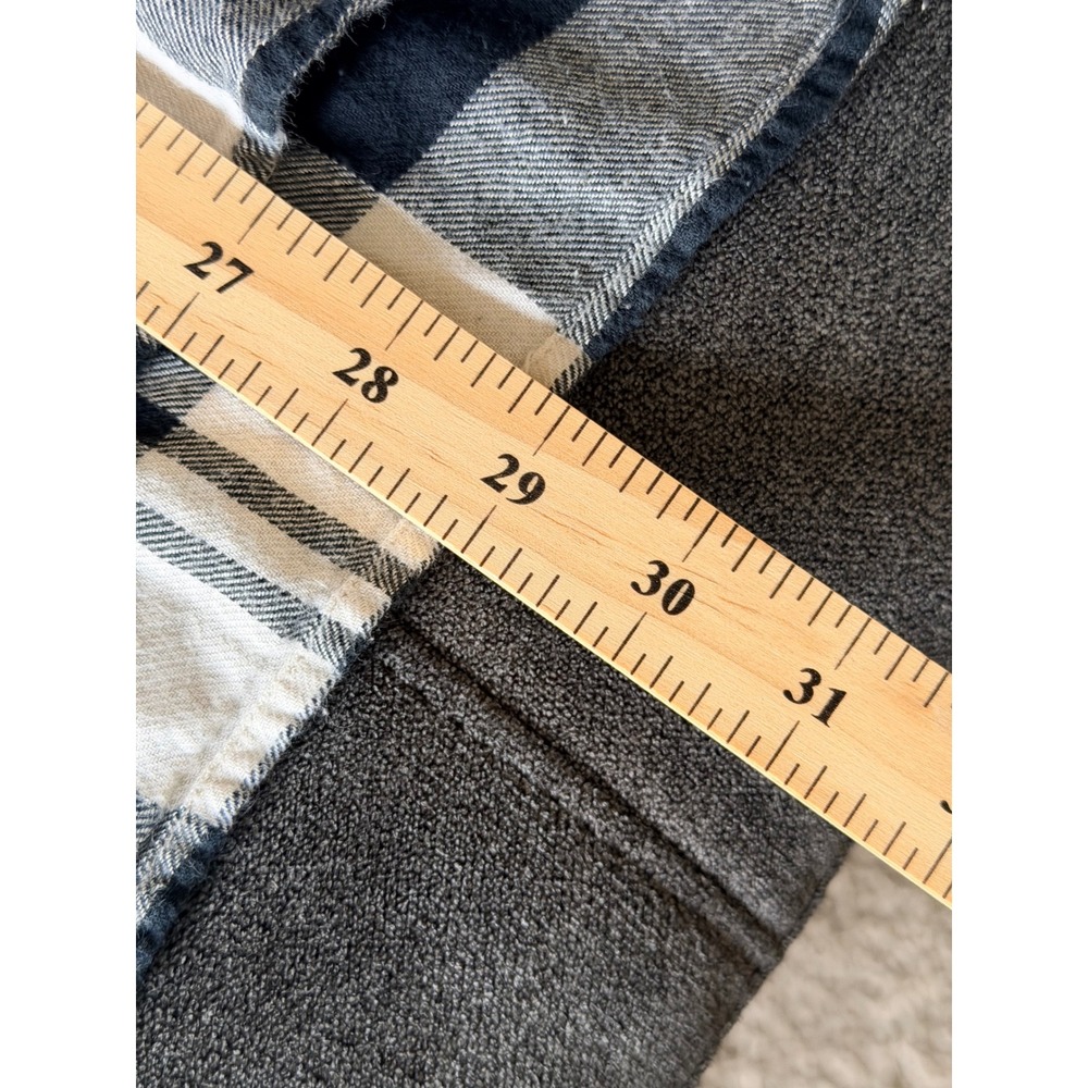 Madewell Navy Blue White Plaid Flannel Button Down Shirt Small Dual Pocket - Picture 5 of 6